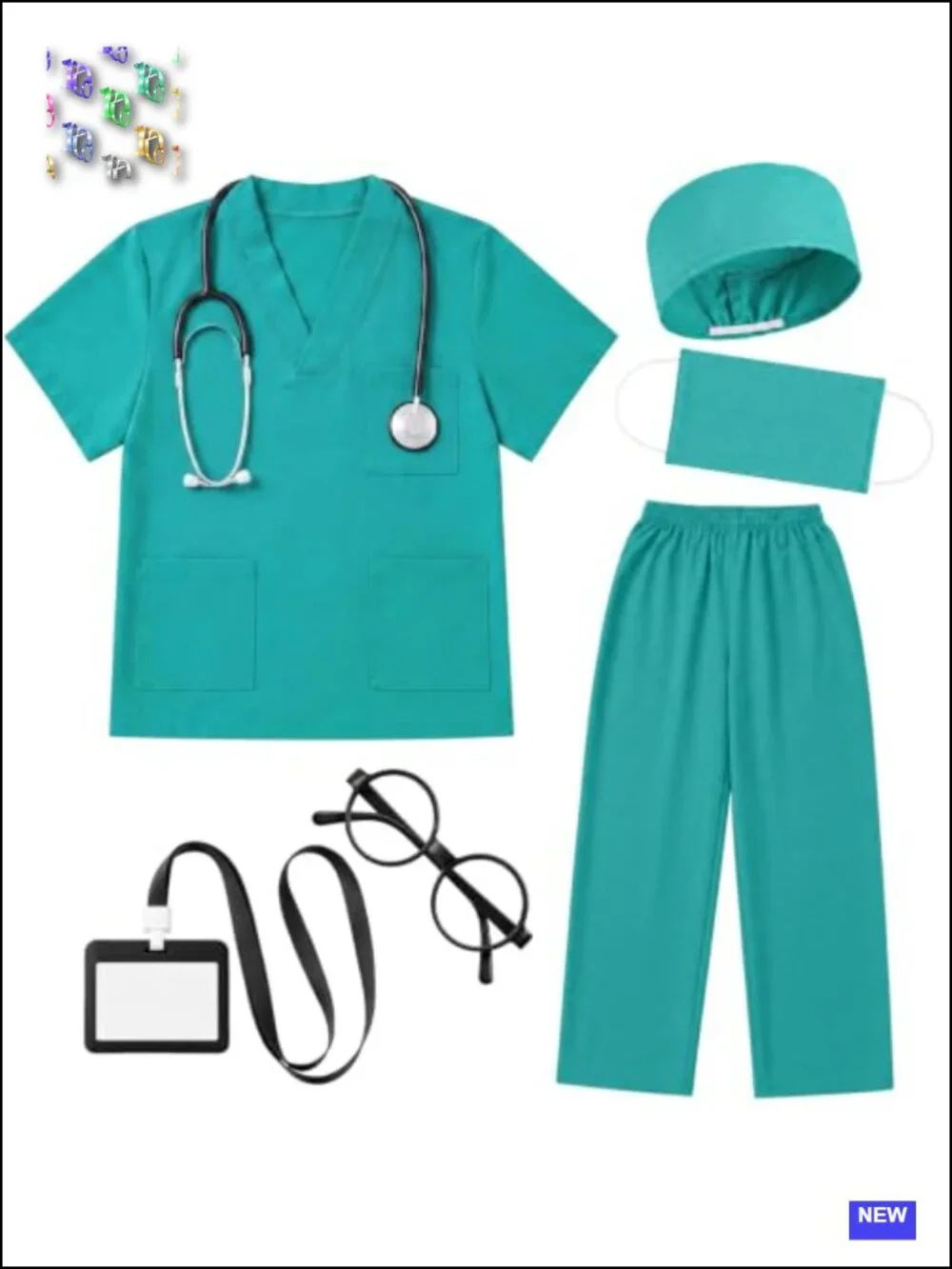 7-Piece Kids Doctor Costume Set with Real Stethoscope Role Play Green